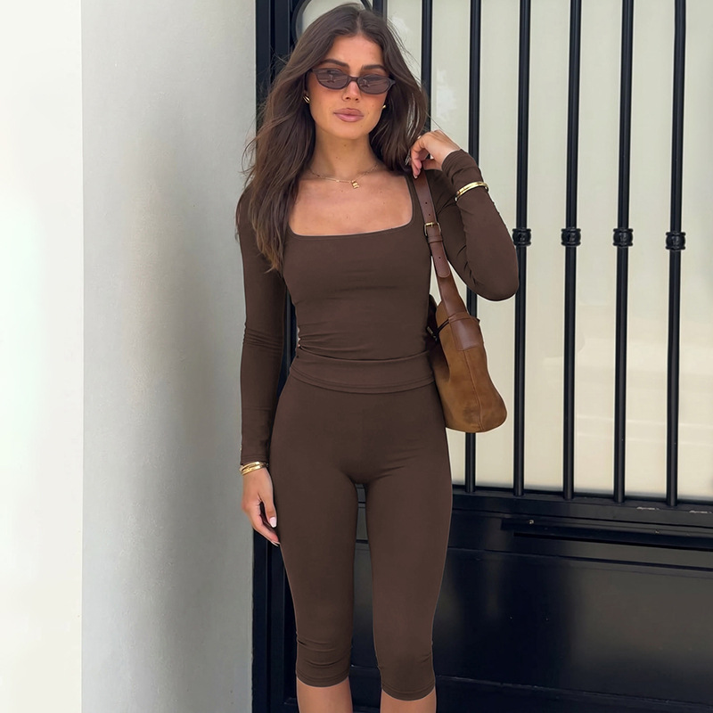 Free delivery of high-quality 2026 new summer women's clothing hot selling long sleeved bottom high stretch pants sports set