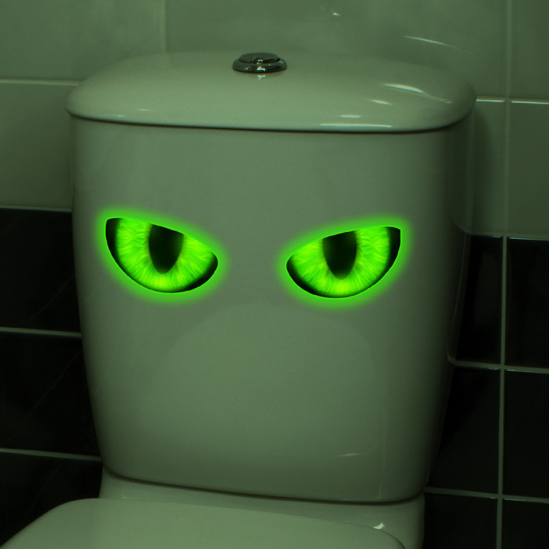 1PC Creative luminous Eyes, Bathroom Toilet Stickers, Home Glass Wall Stickers, Wall Decorations
