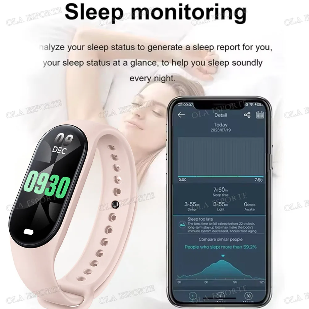 M9 Smart Watch Men Women Fitness Smart Bracelet Sports Band Heart Rate Blood Pressure Monitor Waterproof Multi-function Watches