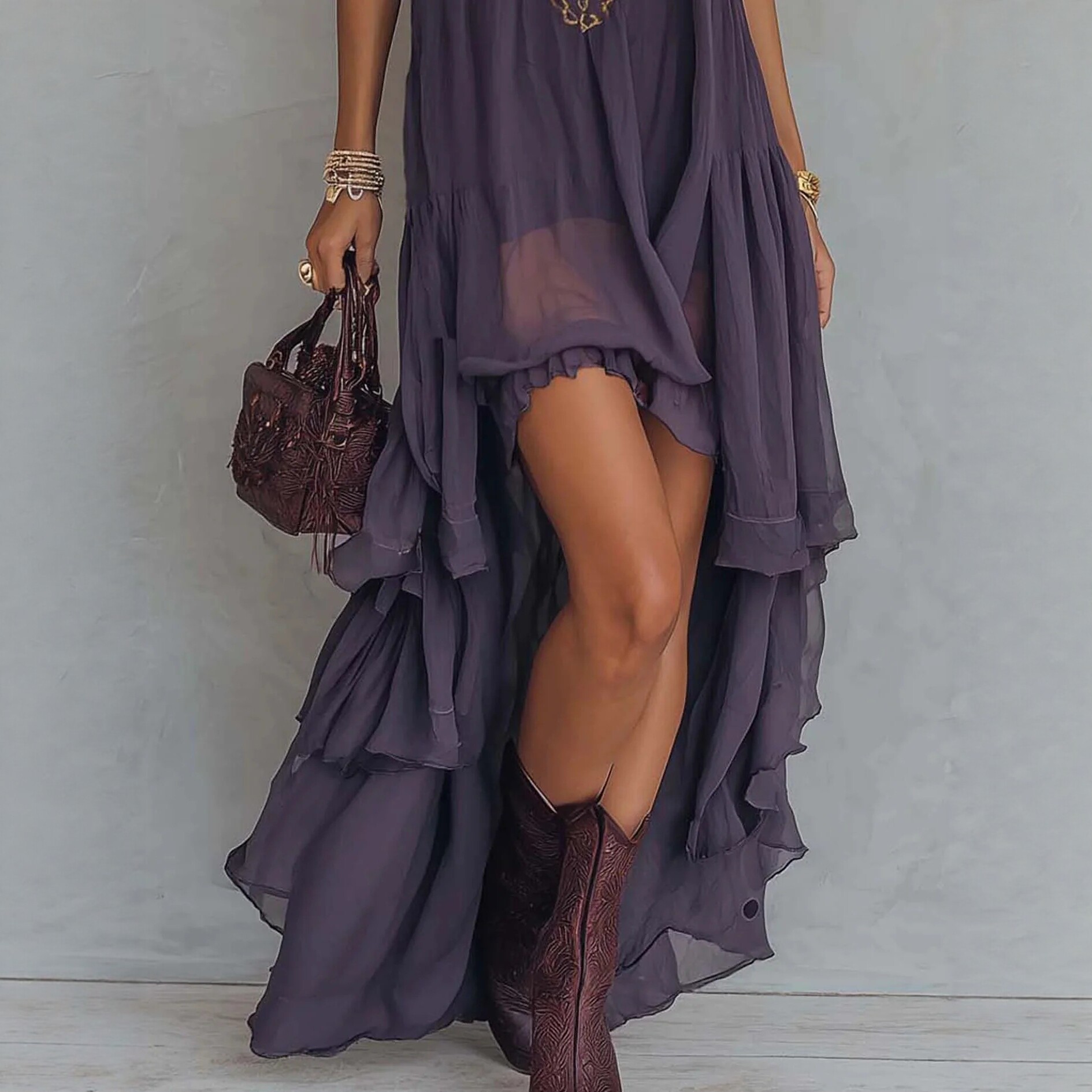 Free delivery of high-quality 2026 new summer women's clothing hot selling embroidered high neck sleeveless long skirt