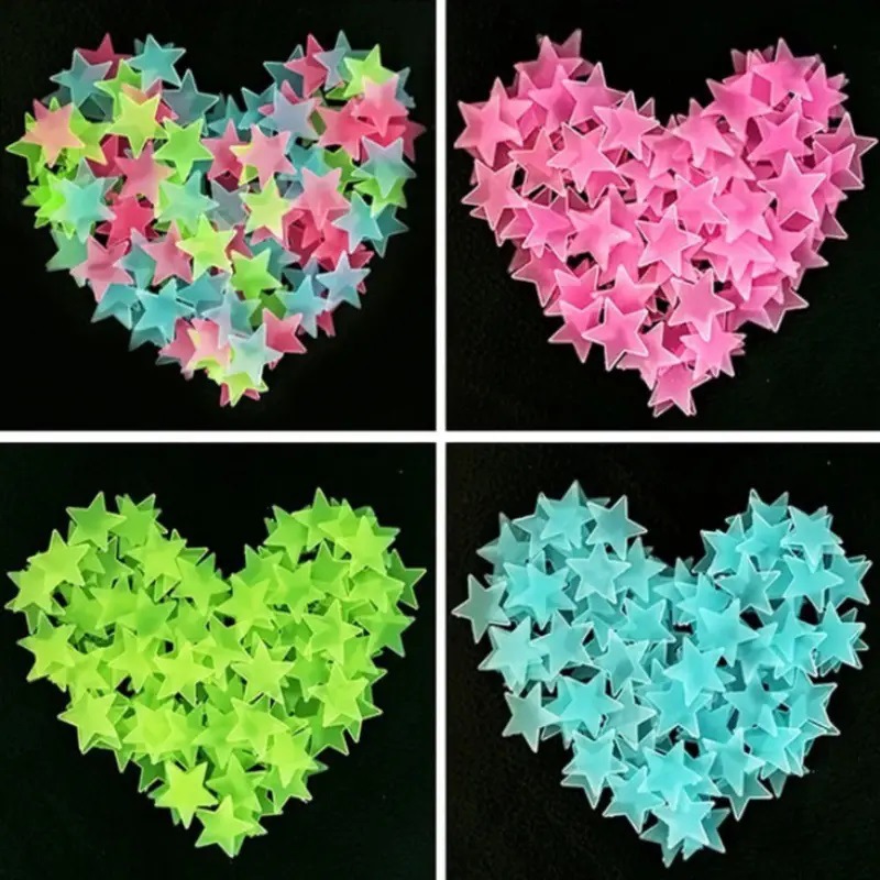 100pcs Luminous Wall Stickers Stars shine in the dark Sticker Decals for Kids Baby rooms Colorful Fluorescent Stickers Home deco