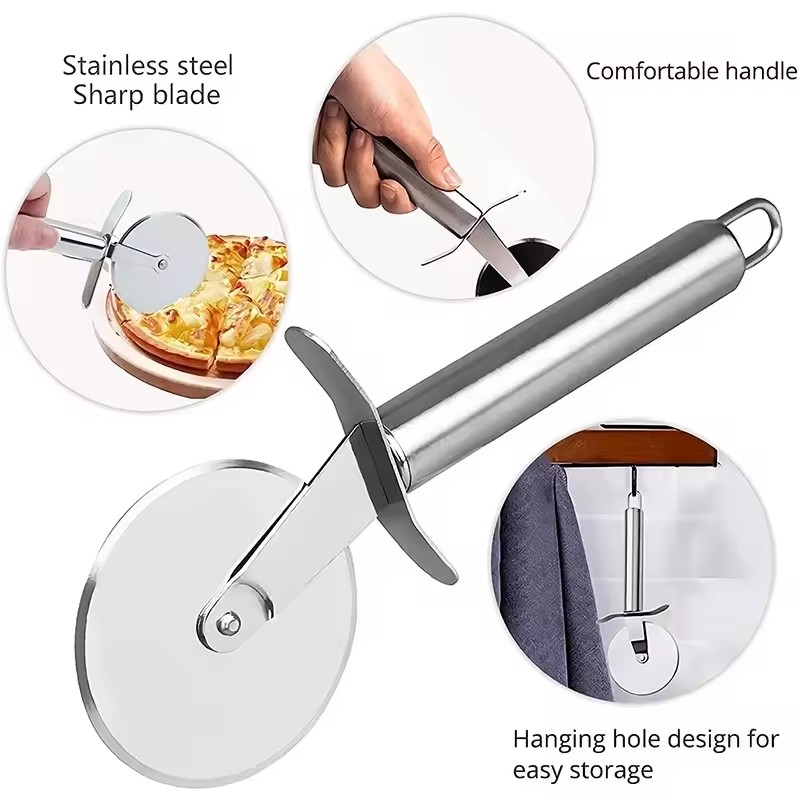 Pizza Cutter Stainless Steel Pizza Knife Cake Bread Pies Round Knife Pastry Pasta Dough kitchen Baking Tools
