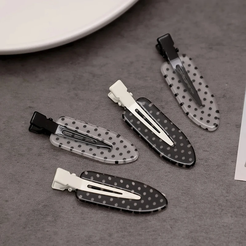 2pcs Black White Polka Dot Acrylic Hair Clips for Daily Wear Party Outfits Hair Styling Accessories
