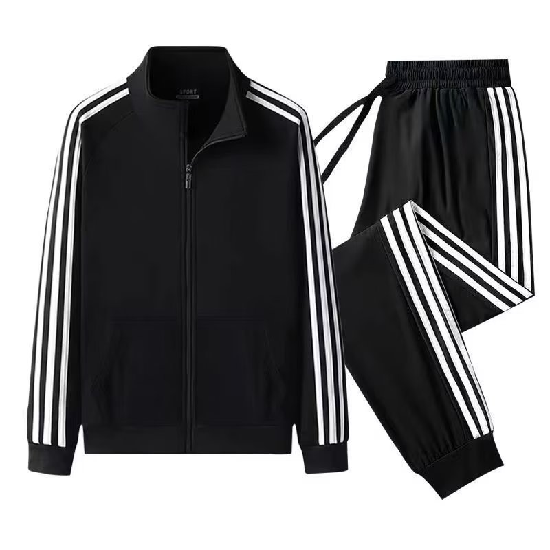 Fashionable trendy Plus-size men's clothing stand up collar long sleeved zipper sweatshirt sports pants two-piece set