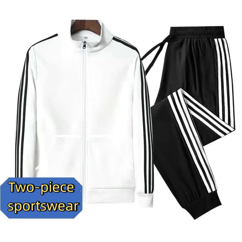 Fashionable trendy Plus-size men's clothing stand up collar long sleeved zipper sweatshirt sports pants two-piece set