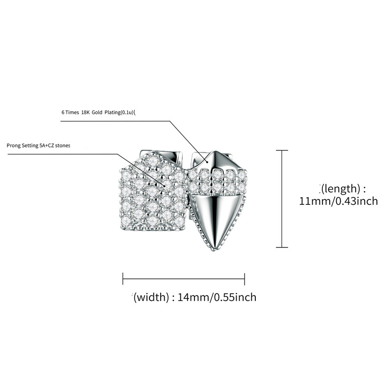 Double Vampire Fangs Zircon Teeth Grillz Hip Hop Glossy Tooth Caps For Unisex Jewelry Party Gift Wearable Dental Grills