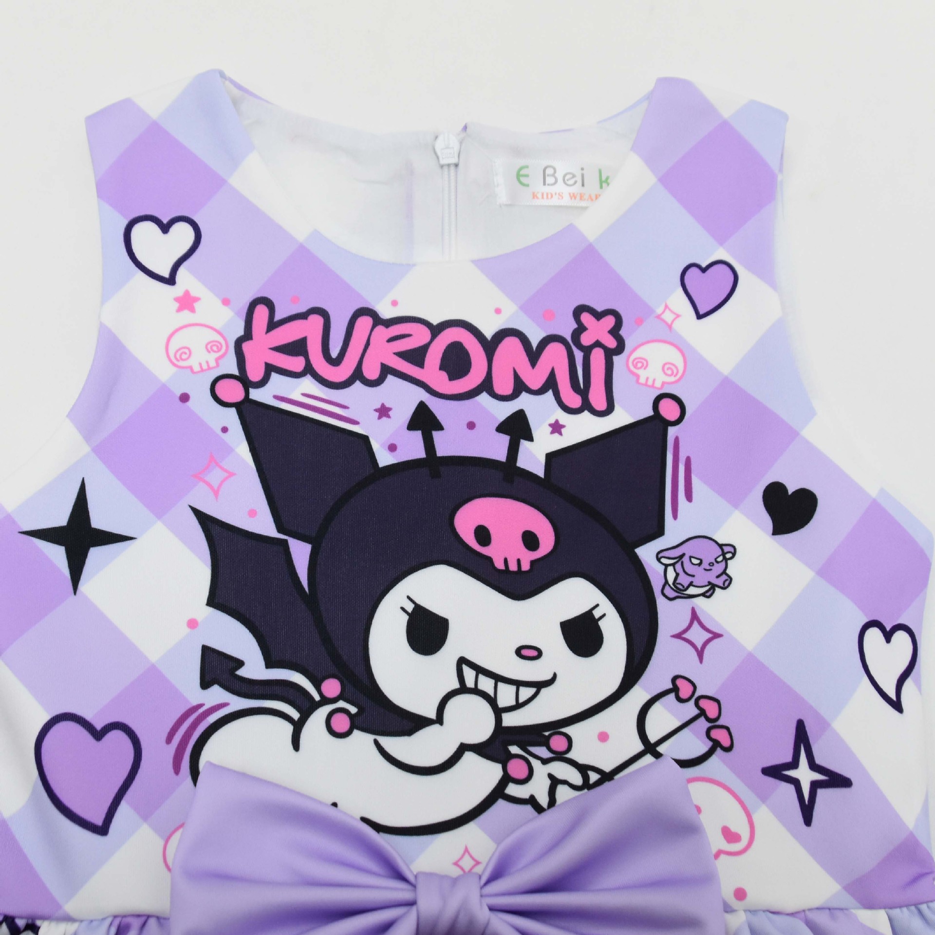 Cute Cartoon Cotton Summer Girls Dress Children Dresses Princess Baby Kuromi Dress Kids Sleeveless bow