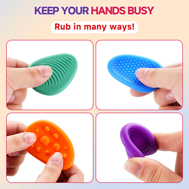 6Pcs Fidget Toys Sensory Stone for Kids Textured Soft Worry Stone for Autism Quiet Fidgets Stress Items Anxiety Relief Gift