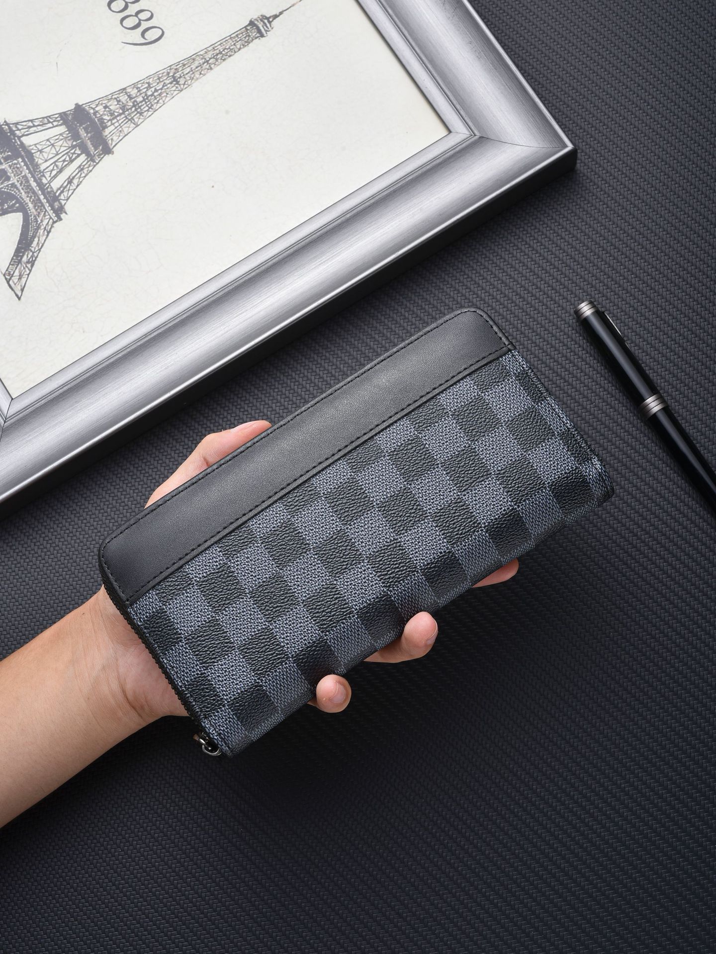 Men's Fashion New Business Wallet Men's Wallet Long  Large Capacity  Multi Card Zipper Bag  Document Multifunctional Bag