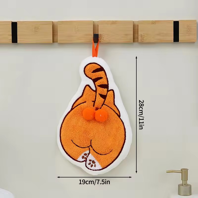 Cartoon Animals Hand Towel Absorbent Hand Cloth Bathroom Hanging Towel Kitchen Cleaning Wipe Cloth Cute Cat Bathroom Towels