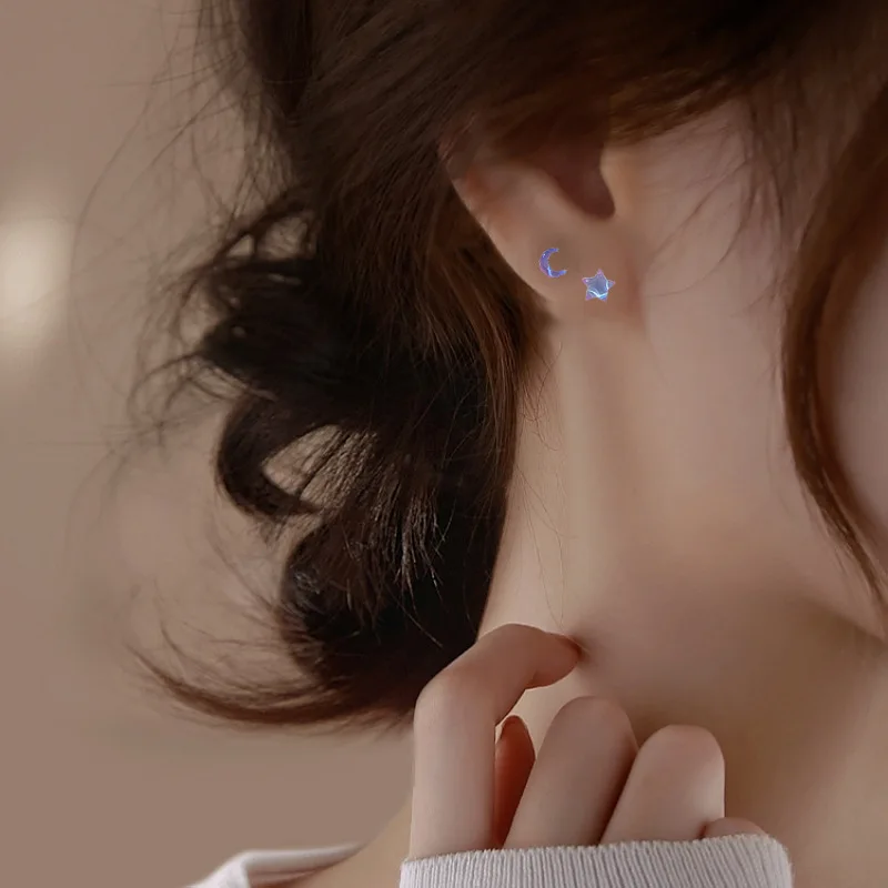 7Pairs/Set Fantastic Fairy Colorful Moon Star Stud Earrings Set Women Delicate Candy Sweet Resin Earrings Girls Gift