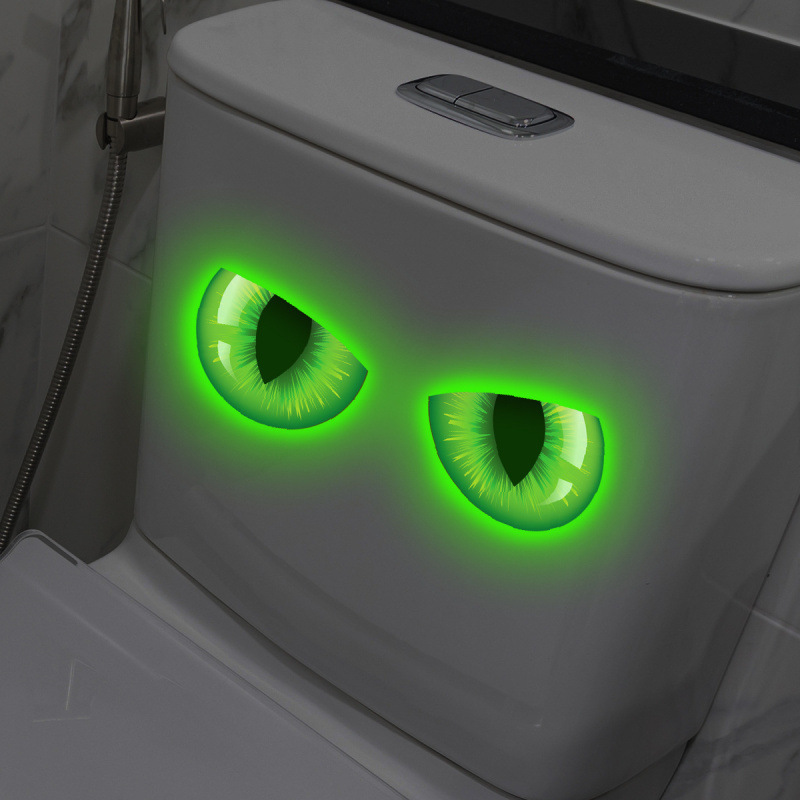 1PC Creative luminous Eyes, Bathroom Toilet Stickers, Home Glass Wall Stickers, Wall Decorations