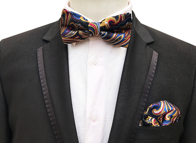 New Bow Tie Set Bowtie Handkerchief Set For Men Shirts Fit Business Wedding Butterfly Paisley Plaid Pocket Square Bowtie Man