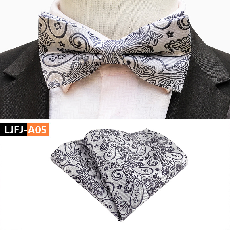New Bow Tie Set Bowtie Handkerchief Set For Men Shirts Fit Business Wedding Butterfly Paisley Plaid Pocket Square Bowtie Man