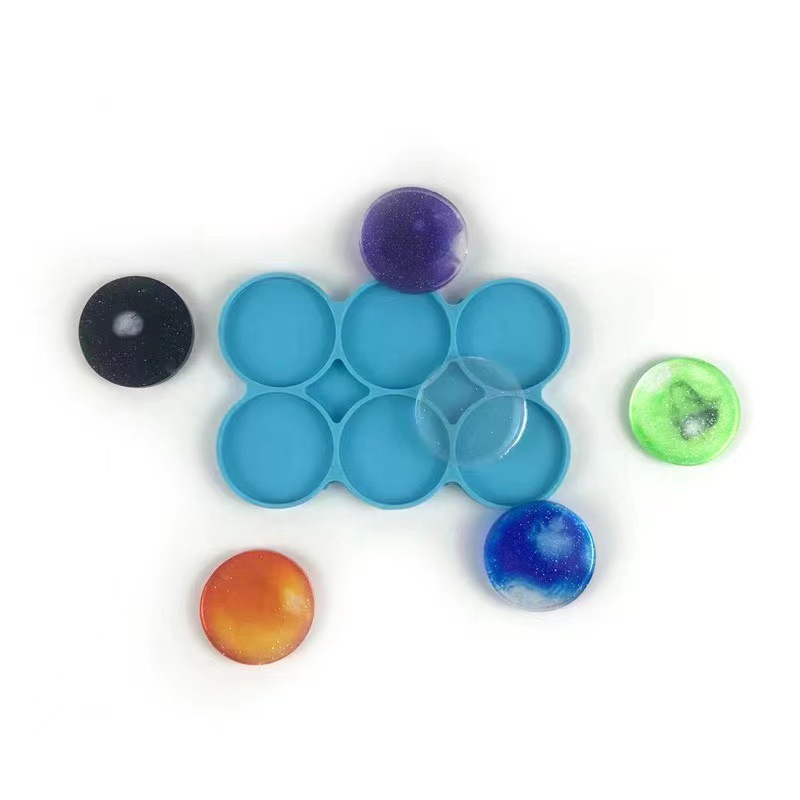 DIY 6-Cavity Silicone Large Round Molds 6 Pack Circle Disc Resin Coaster Mould Jewelry Casting Necklace Pendant Keychain Charms