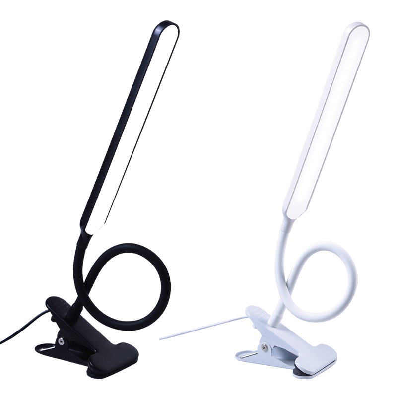 USB Clip-on LED Desk Lamp, Eye-Caring Reading Light with 3 Color Temperatures, 10-Level Dimming, Flexible Gooseneck, UK Plug Cha
