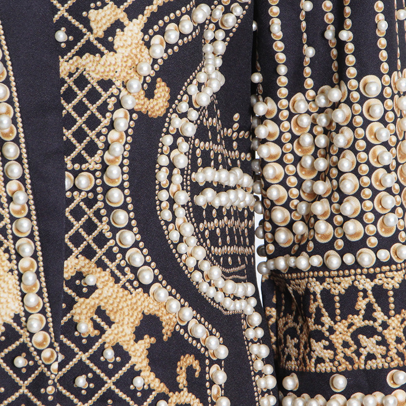 Retro suit 2026 autumn new style fashionable temperament nail bead print long sleeved high-end suit jacket women's clothing