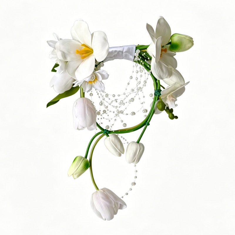 New bouquet white tulip pearl hand-held flower flower wedding bride's bouquet