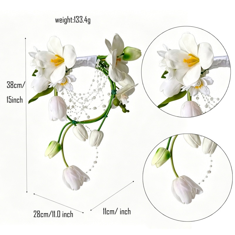 New bouquet white tulip pearl hand-held flower flower wedding bride's bouquet
