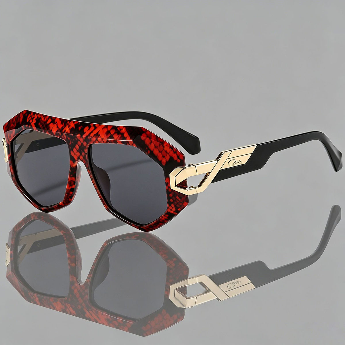New Large Frame Snake Print Sunglasses for Women with Leopard Print, Fashionable and Stylish Streetwear Men's Shades