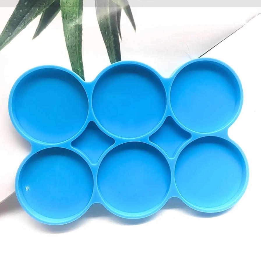 DIY 6-Cavity Silicone Large Round Molds 6 Pack Circle Disc Resin Coaster Mould Jewelry Casting Necklace Pendant Keychain Charms
