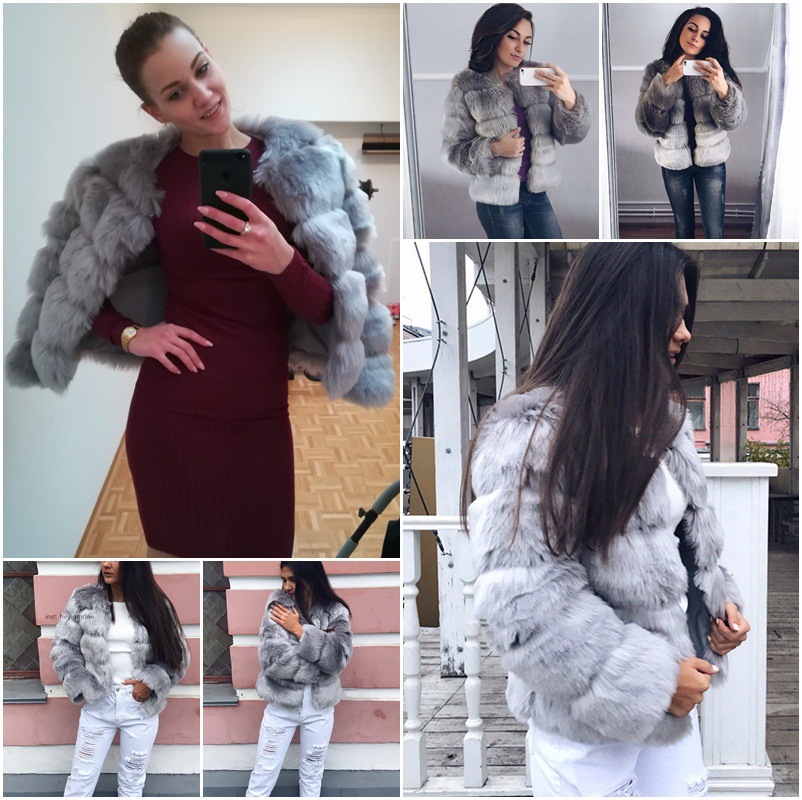Hot-Selling Fur-Style Fox Fur-Imitation Fur Coat Women's Short-Sleeved Long-Sleeved Faux Fur Coat
