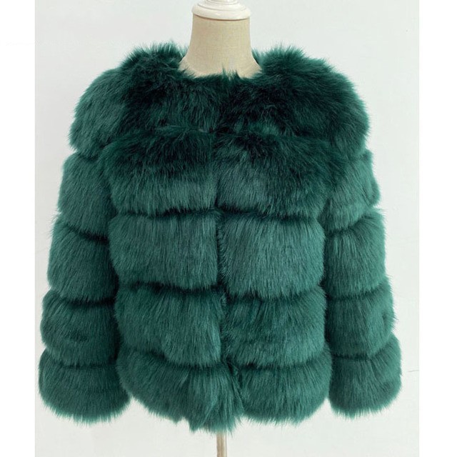 Hot-Selling Fur-Style Fox Fur-Imitation Fur Coat Women's Short-Sleeved Long-Sleeved Faux Fur Coat