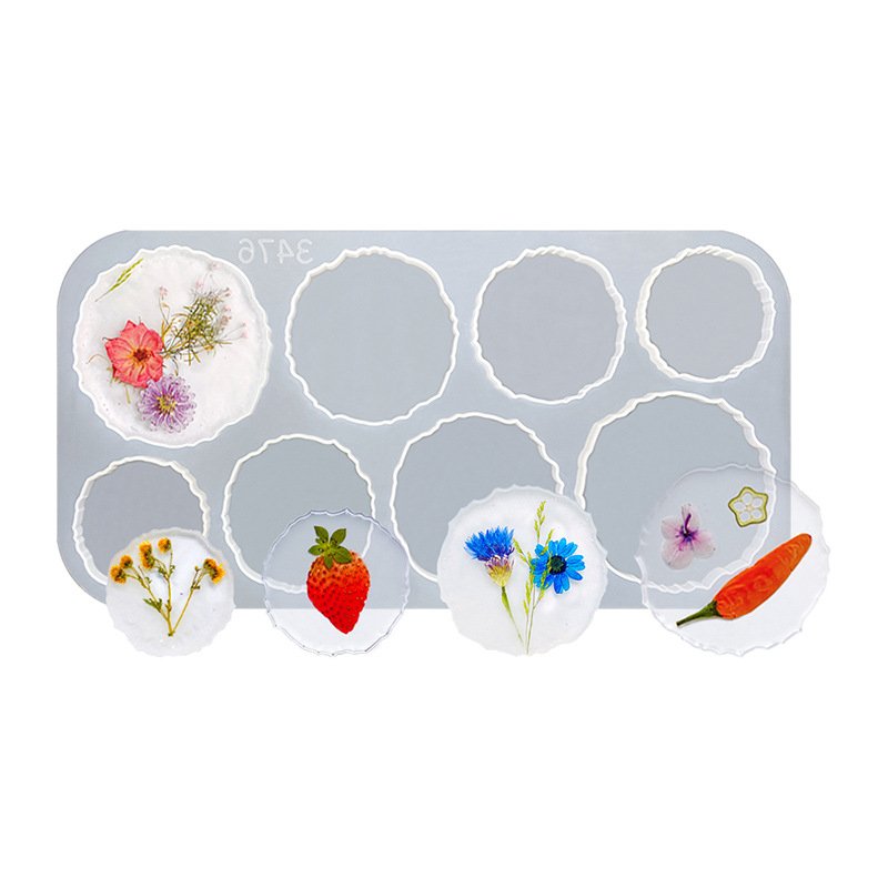 Irregular Round Silicone Coaster Molds Silicone Resin Mold Epoxy Molds for Casting with Resin Cements and Polymer