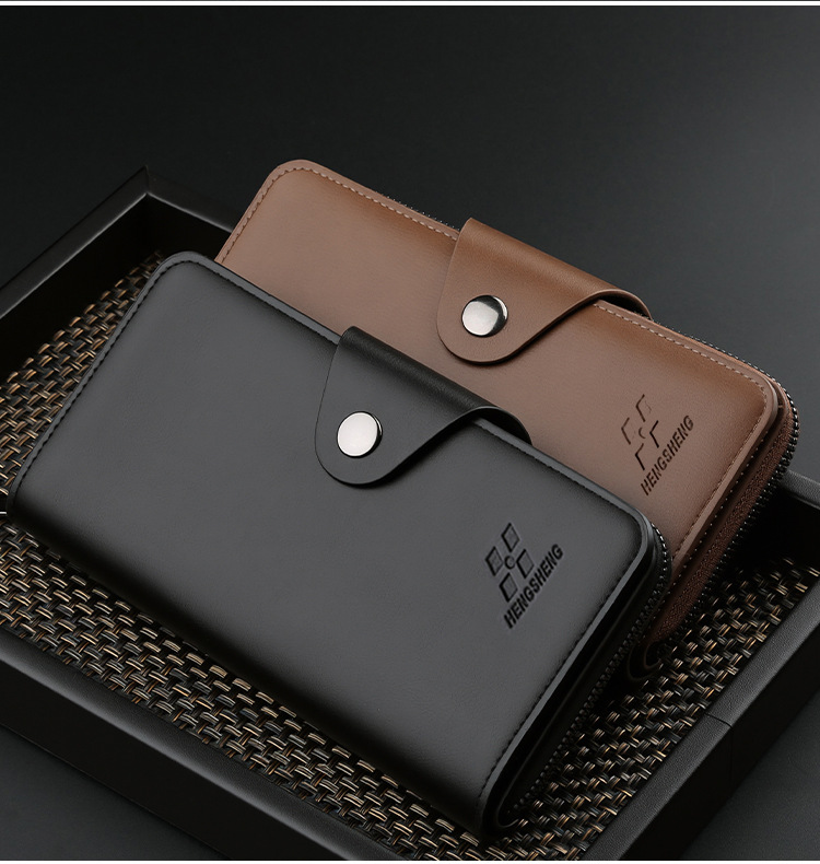 2026 New Luxury Men's PU Leather Short Wallet With Zipper Coin Pocket Vintage Big Capacity Male Short Money Purse Card Holder