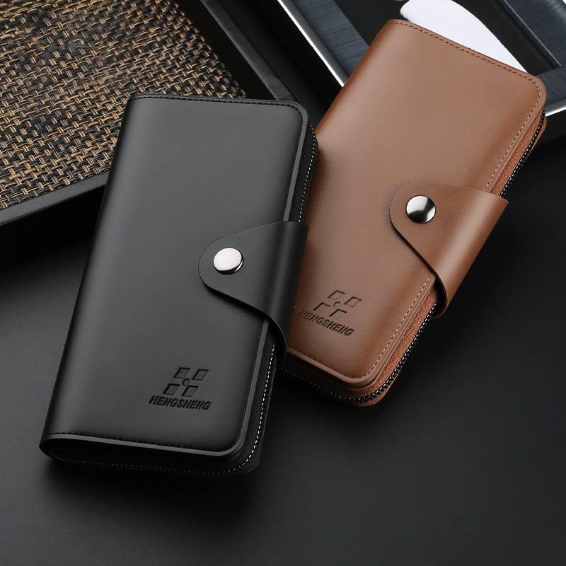 2026 New Luxury Men's PU Leather Short Wallet With Zipper Coin Pocket Vintage Big Capacity Male Short Money Purse Card Holder