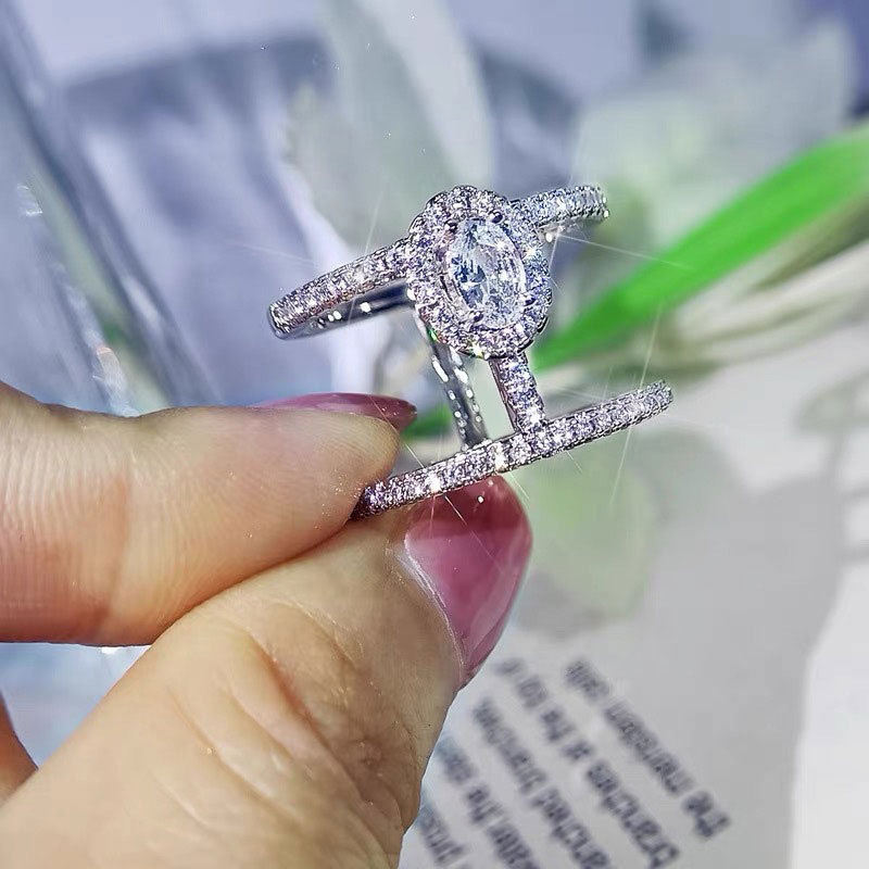 Multi-layer Women Ring Simple Versatile Silver Color Finger Accessories for Party Daily Fashion Jewelry Inlaid Shiny CZ