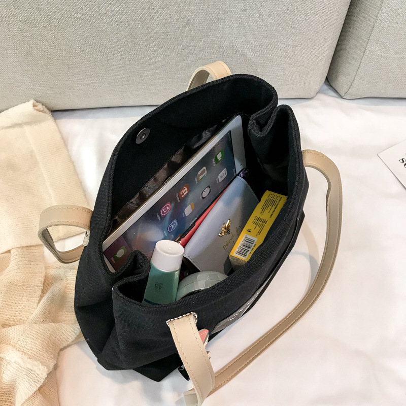 Ladies' trendy new large capacity tote bag Korean version student class shoulder bag versatile hand-held canvas bag