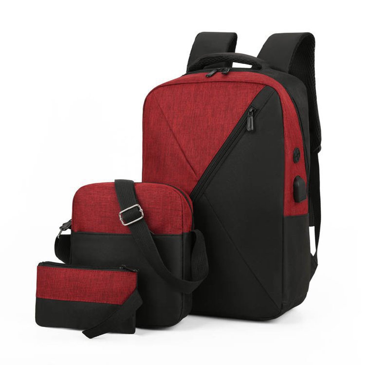 Explosive multifunctional business computer backpack Oxford cloth backpack three piece set