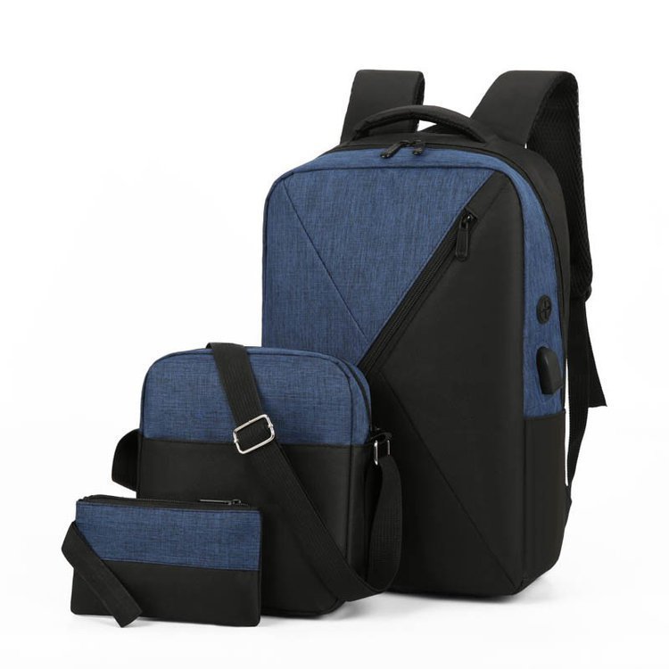 Explosive multifunctional business computer backpack Oxford cloth backpack three piece set