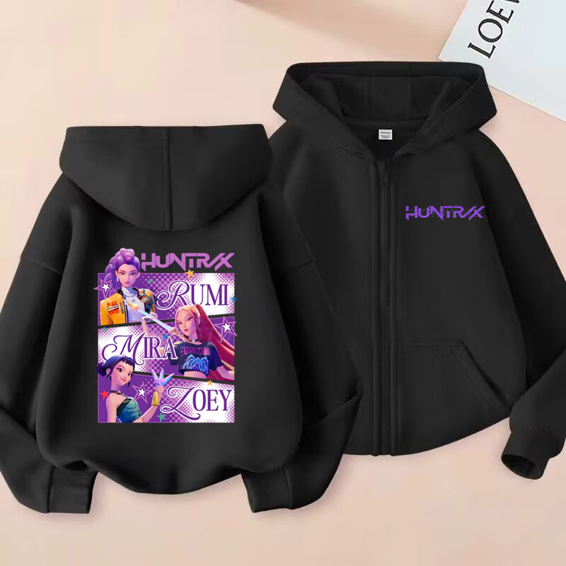 Fashion children's clothing children's cartoon zipper hooded sweatshirt girls' hoodie jacket