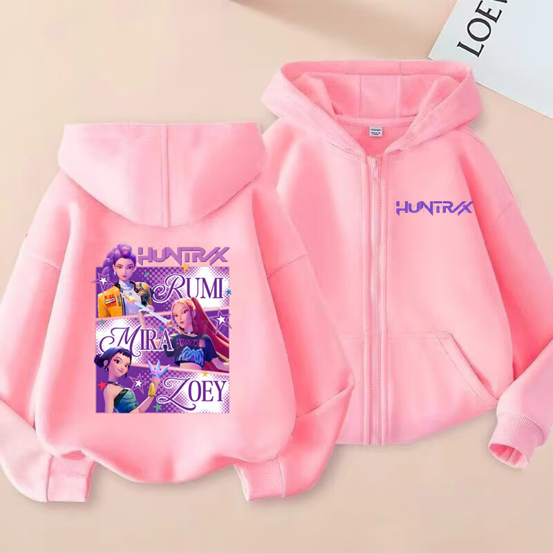 Fashion children's clothing children's cartoon zipper hooded sweatshirt girls' hoodie jacket