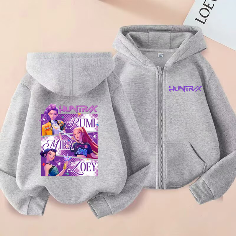Fashion children's clothing children's cartoon zipper hooded sweatshirt girls' hoodie jacket