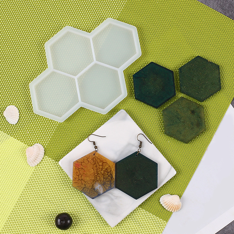 4-Cavity Phone Grip Silicone Mold DIY Square Round Hexagon Coaster Phone Socket Stand Craft Casting Epoxy Resin Mold