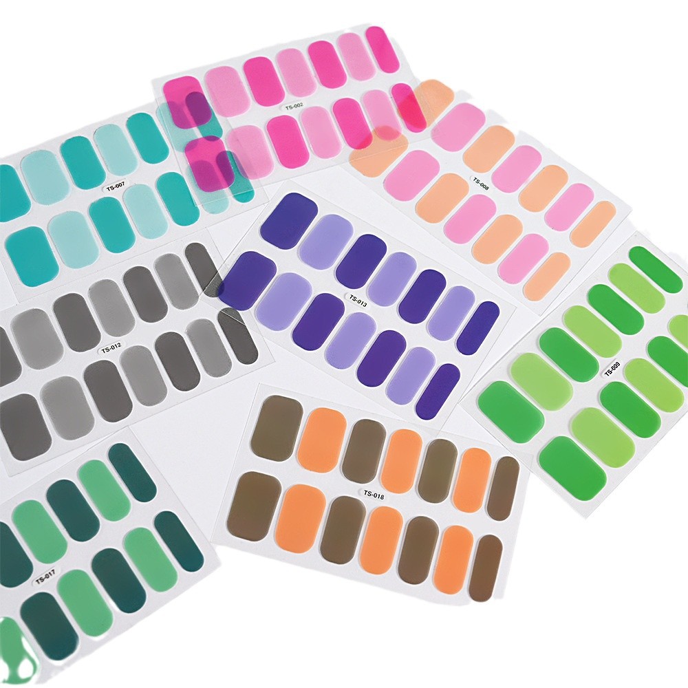 14Tips Gel Nail Sticker Color-changing Nail Stickers Semi-Cured Gel Nail Wrap Fashion Color Long Lasting Full Cover Waterproof N