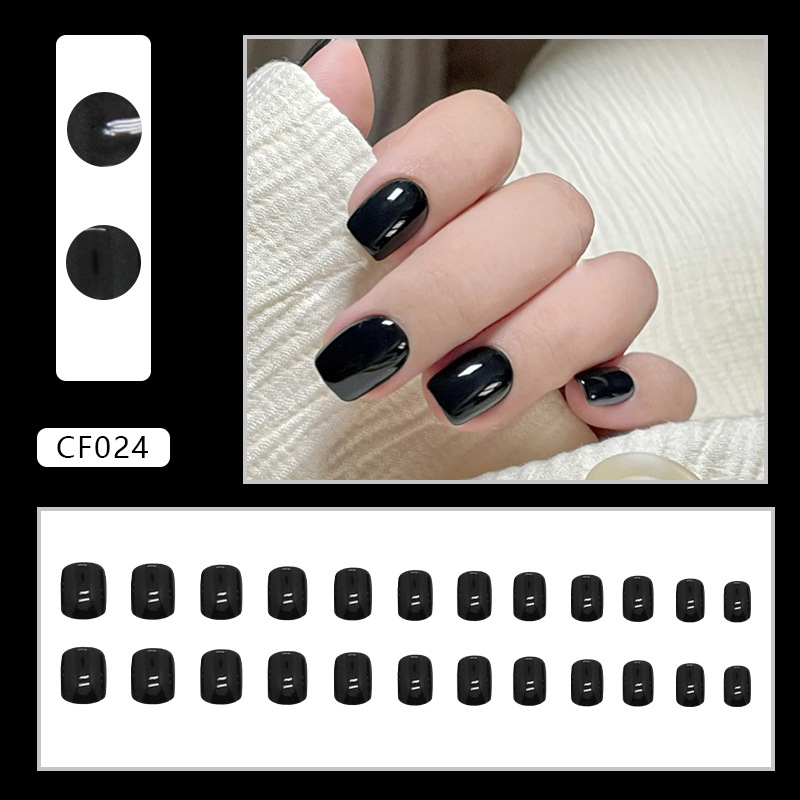 24Pcs Medium length Square Head Europe United States Fake Nail Sweet Girl Glitter False Nails Full Removable Press on Nail Art