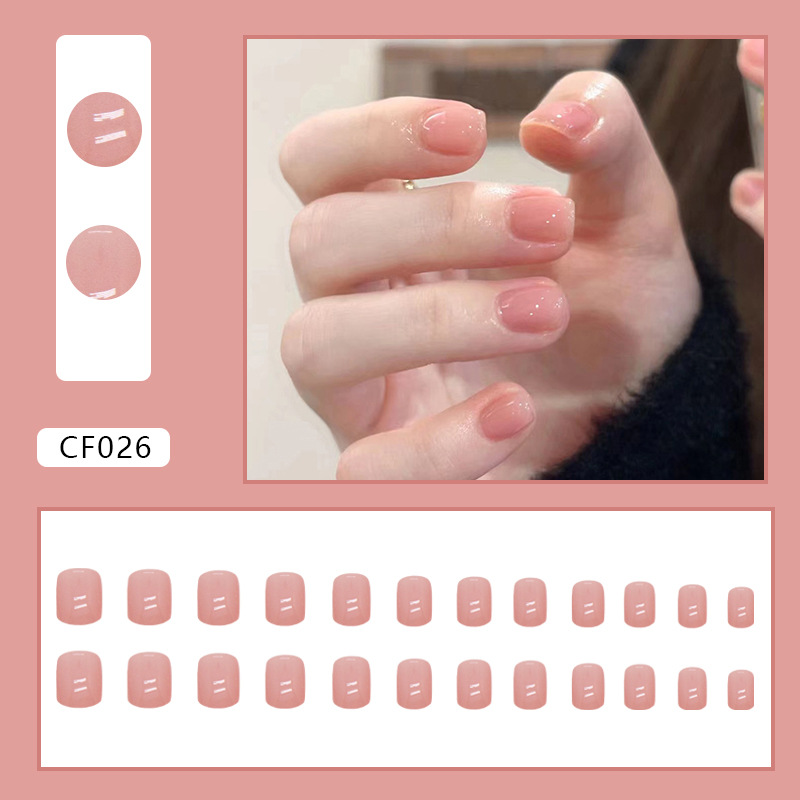 24Pcs Medium length Square Head Europe United States Fake Nail Sweet Girl Glitter False Nails Full Removable Press on Nail Art