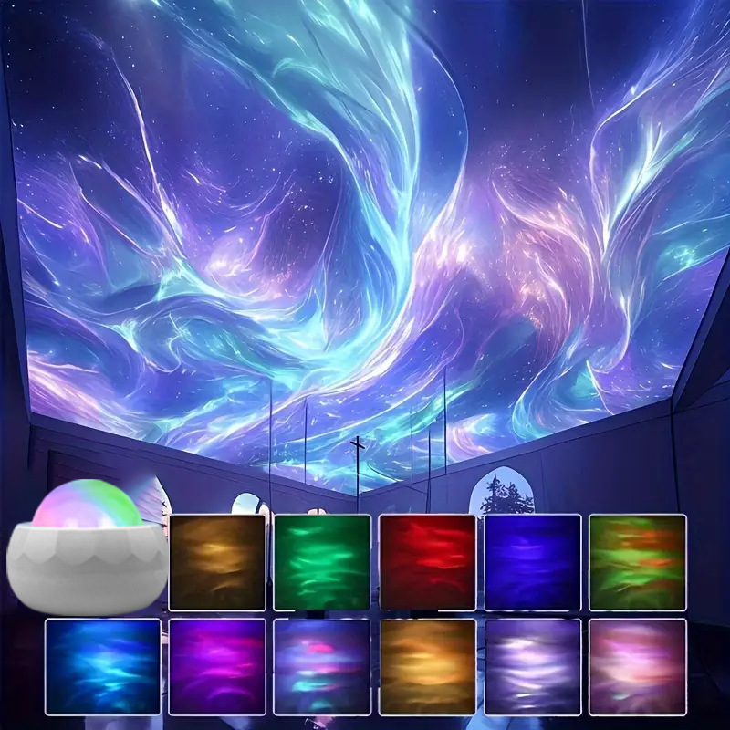 USD LED 5V Star Projector Light, Water Wave LED Night Light, Ambient Lamp for Bedroom Holiday Party Decor