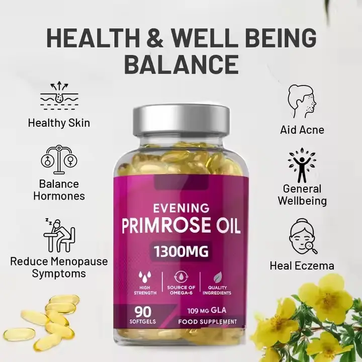 Evening Primrose Oil Supplement Capsules 90 Capsules - Supports Hormonal Balance Omega supplements