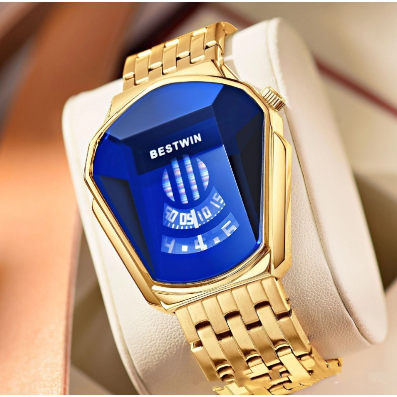 Hot selling blue light glass drill disc display alloy stainless steel with waterproof watch