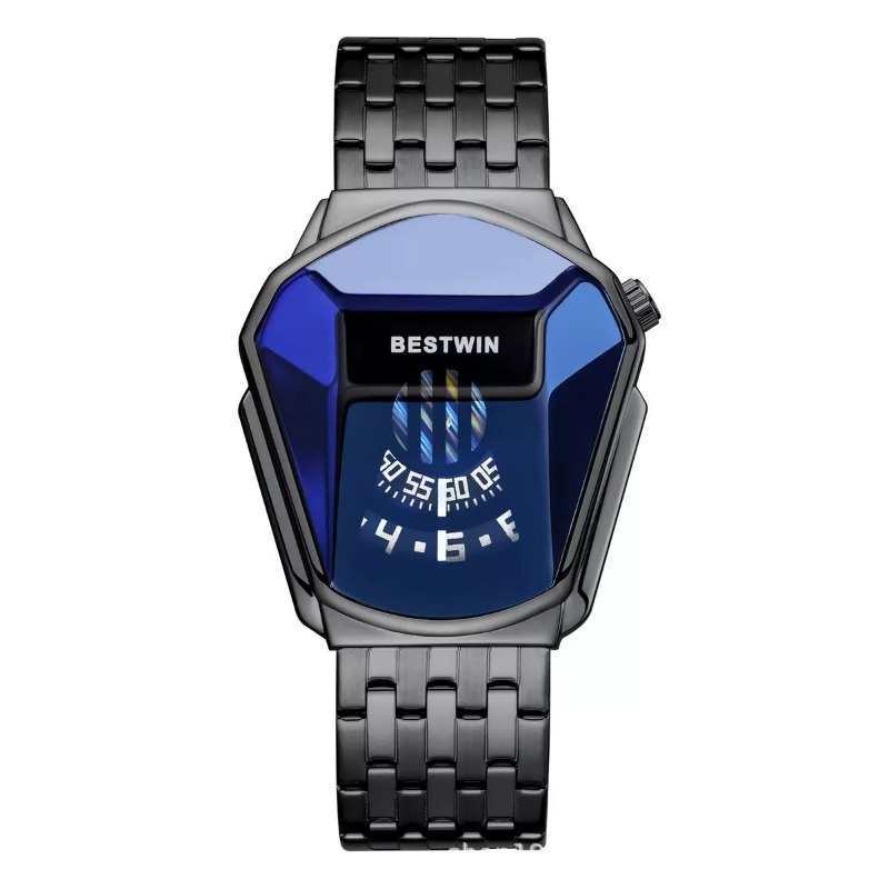 Hot selling blue light glass drill disc display alloy stainless steel with waterproof watch