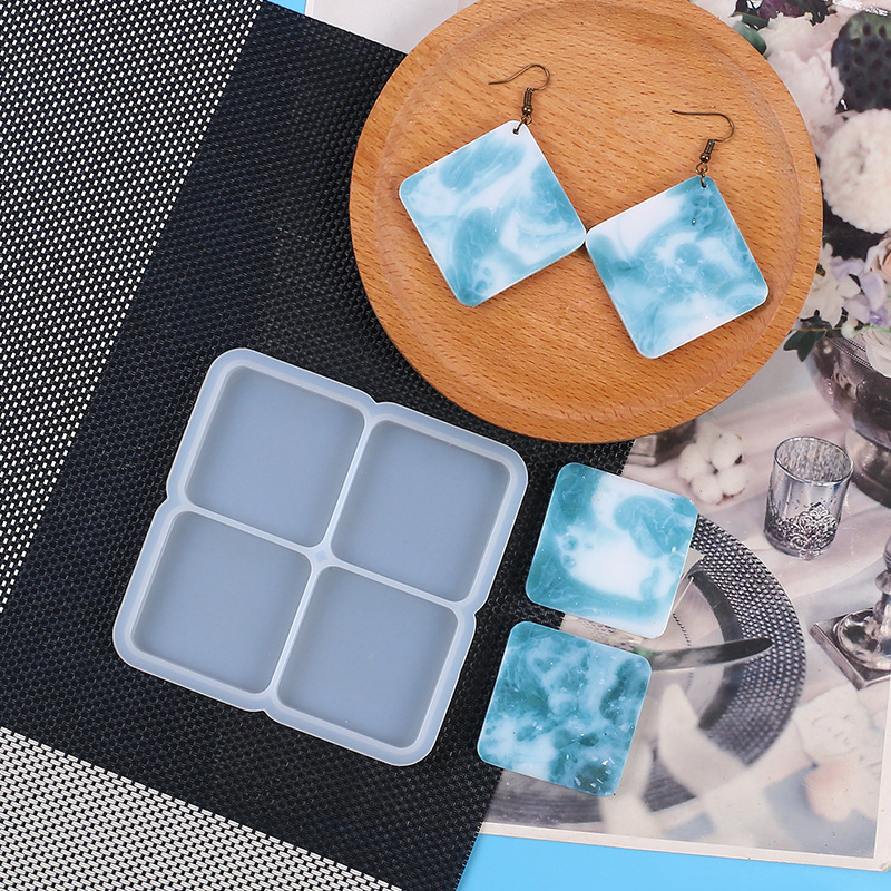 DIY Crystal Epoxy Mold Hexagonal Square Round Irregular Pendant Earrings Jewelry Pendant Silicone Mould