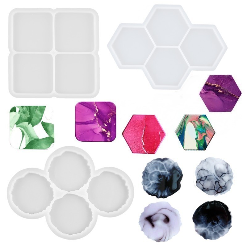 DIY Crystal Epoxy Mold Hexagonal Square Round Irregular Pendant Earrings Jewelry Pendant Silicone Mould