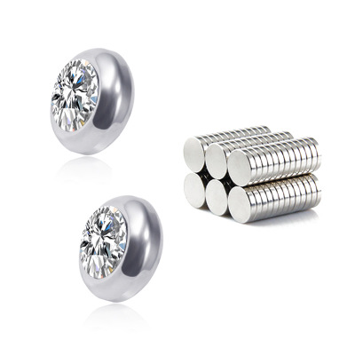 Color Diamond Earrings Men And Women Without Pierced Ears Stainless Steel Earrings Magnet Earrings