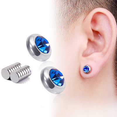 Color Diamond Earrings Men And Women Without Pierced Ears Stainless Steel Earrings Magnet Earrings