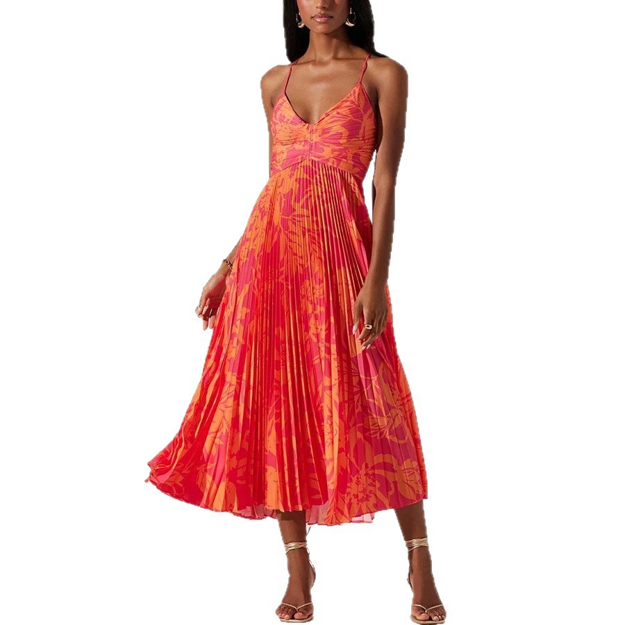 Free delivery of high-quality 2026 new summer women's clothing hot selling V-neck camisole sleeveless sexy dress